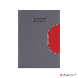 Határidőnapló Memphis B6 heti, fehér lapokkal szürke-piros Dayliner 2027. Író- irodaszer, papíráru Dayliner