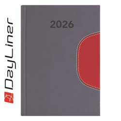 Határidőnapló Memphis B6 heti, fehér lapokkal szürke-piros Dayliner 2026. Író- irodaszer, papíráru Dayliner