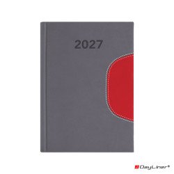 Határidőnapló Memphis B6 heti, fehér lapokkal szürke-piros Dayliner 2027. Író- irodaszer, papíráru Dayliner