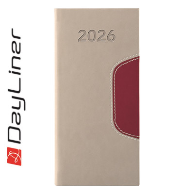 Zsebnaptár Memphis fekvő heti, fehér lapokkal bézs-padlizsán Dayliner 2026.