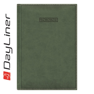 Határidőnapló Sherwood A5 napi, krémszínű lapokkal zöld Dayliner 2026.