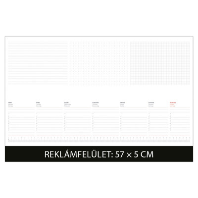 Asztali naptár könyöklő 570 x 380 mm, fehér lapokkal fekete Dayliner 2026.