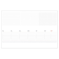 Asztali naptár könyöklő 570 x 380 mm, fehér lapokkal fekete Dayliner 2026.