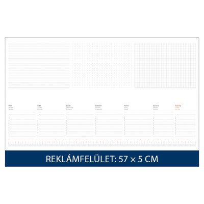 Asztali naptár könyöklő 570 x 380 mm, fehér lapokkal kék Dayliner 2026.