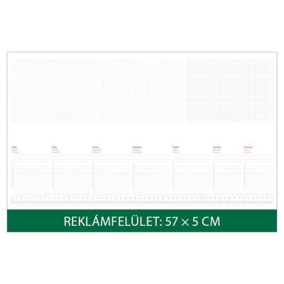 Asztali naptár könyöklő 570 x 380 mm, fehér lapokkal zöld Dayliner 2026.
