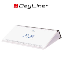 Asztali naptár Club 320 x 150 mm, fehér lapokkal fekete műbörrel borított tartóval Dayliner 2026. Író- irodaszer, papíráru Dayliner