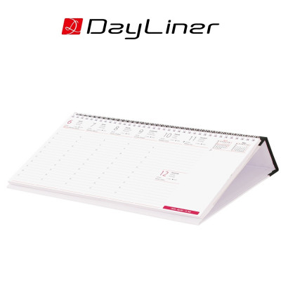 Asztali naptár Oktáv 320 x 150 mm, fehér lapokkal Oktáv fekvő fekete műbörrel borított tartóval Dayliner 2026.