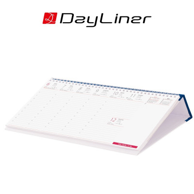 Asztali naptár Oktáv 320 x 150 mm, fehér lapokkal Oktáv fekvő kék műbörrel borított tartóval Dayliner 2026.