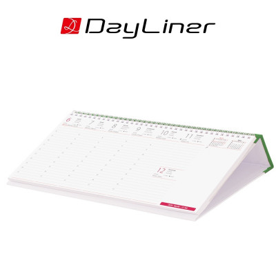 Asztali naptár Oktáv 320 x 150 mm, fehér lapokkal Oktáv fekvő zöld műbörrel borított tartóval Dayliner 2026.