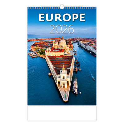 Falinaptár képes 315 x 450 mm, fehér lapokkal Europe Dayliner 2026.