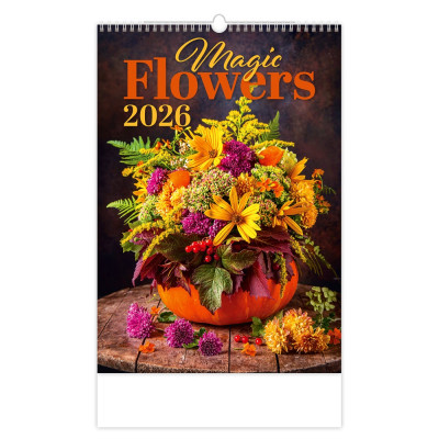 Falinaptár képes 315 x 450 mm, fehér lapokkal Magic Flowers Dayliner 2026.