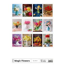 Falinaptár képes 315 x 450 mm, fehér lapokkal Magic Flowers Dayliner 2026.