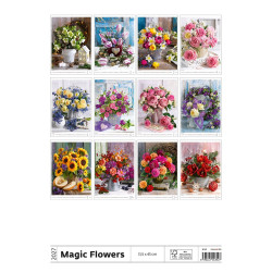 Falinaptár képes 315 x 450 mm, fehér lapokkal Magic Flowers Dayliner 2027.