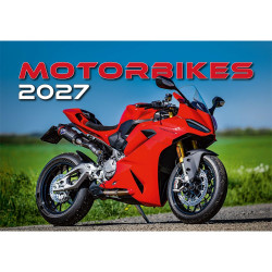 Falinaptár képes 450 × 315 mm, fehér lapokkal Motorbikes Dayliner 2027.