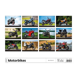 Falinaptár képes 450 × 315 mm, fehér lapokkal Motorbikes Dayliner 2027.