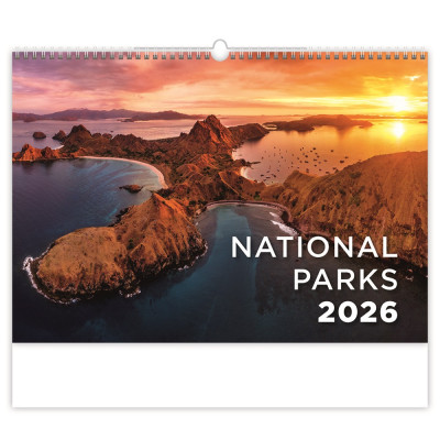 Falinaptár képes 450 × 315 mm, fehér lapokkal National Parks Dayliner 2026.