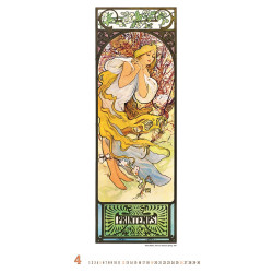 Falinaptár képes 420 × 560 mm, fehér lapokkal Alfons Mucha Dayliner 2026.