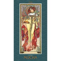 Falinaptár képes 420 × 560 mm, fehér lapokkal Alfons Mucha Dayliner 2026. Író- irodaszer, papíráru Dayliner