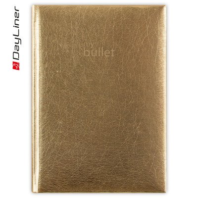 Keménytáblás notesz pontozott vonalozással Mirror A5 Bullet, fehér lapokkal arany Dayliner 2027.