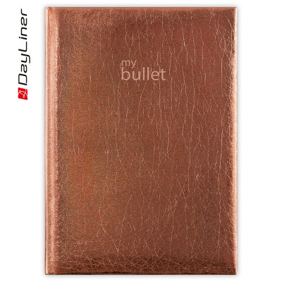 Keménytáblás notesz pontozott vonalozással Mirror A5 Bullet, fehér lapokkal bronz Dayliner 2026.