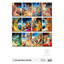 Falinaptár képes 315 × 630 mm, fehér lapokkal Surreal New Worlds Dayliner 2026.