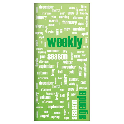 Zsebnaptár Colors fekvő heti, fehér lapokkal Words Dayliner 2026.