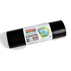 Szemeteszsák újrahasznosított 200 liter 100 x 120 cm 30 mikron 10 db/tekercs Mazzini_fekete Iroda üzemeltetés, munkavédelem Mazzini