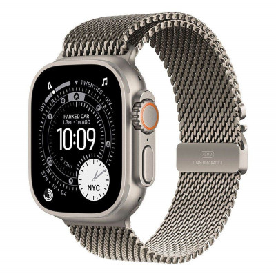 Okosóra Apple Watch Ultra 3 Cellular 49mm Natural Titanium Case with Natural Titanium Milanese Loop - Medium