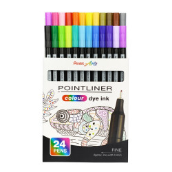 Rostirón, tűfilc készlet, 0,4 mm, Pentel Pointliner 24 klf. szín Író- irodaszer, papíráru Pentel