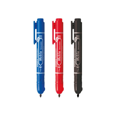 Alkoholos marker 1,3 mm, nyomógombos, Zebra Mckie Retractable írásszín fekete