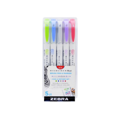 Ecsettoll készlet kétvégű  Zebra Mildliner Cool & Refined 5 különböző szín