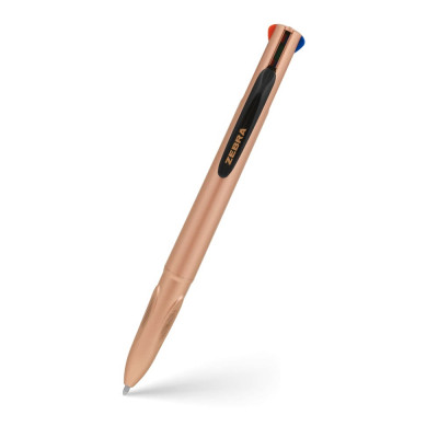 Golyóstoll 1 mm, négyszínű, Zebra Smooth, rose gold