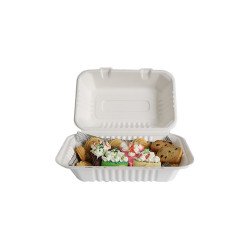 Papírdoboz ételes 1 részes HP3, 22,86 x 15,24 x 8,12 cm komposztálható cukornád 125 db/csomag, natúr Elviteles doboz Egyéb