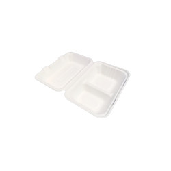 Papírdoboz ételes 2 részes 23 x 15 x 8 cm komposztálható cukornád 125 db/csomag natúr Street food - party kellékek Egyéb