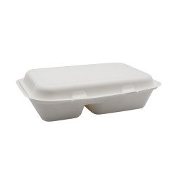 Papírdoboz ételes 2 részes HP3, 23 x 15 x 8 cm komposztálható cukornád 125 db/csomag, natúr Elviteles doboz Egyéb