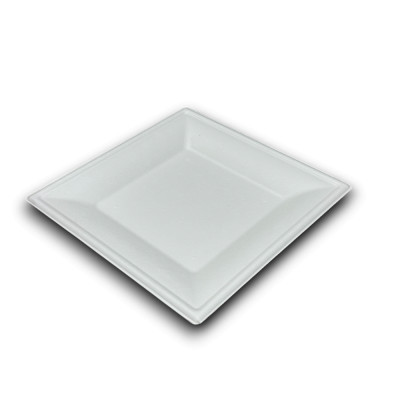 Papírtányér szögletes 26 x 26 cm komposztálható cukornád 50 db/csomag natúr