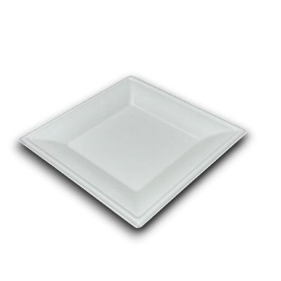 Papírtányér szögletes 26 x 26 cm komposztálható cukornád 50 db/csomag natúr