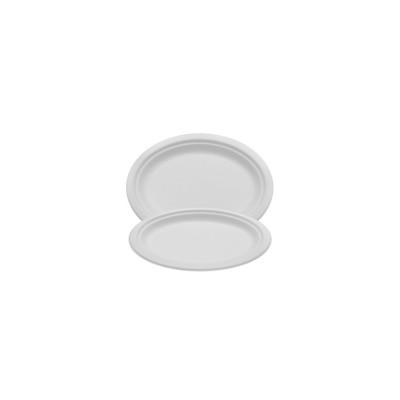 Papírtányér ovális 25,4  x 19,05 cm komposztálható cukornád 125 db/csomag natúr