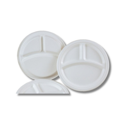 Papírtányér 3 részes 25,4 cm komposztálható cukornád 125 db/csomag natúr