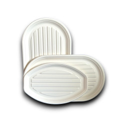 Hidegtál 3 személyes (34 x 23,5 cm) komposztálható cukornád 50 db/csomag fehér Street food - party kellékek Egyéb