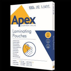 Lamináló fólia A3, 80 mic. 100 db/doboz, Apex Light Irodatechnika, kellékei Apex