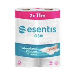 Háztartási papírtörlő kéztörlő 2 rétegű 50 lap/tekercs 2 tekercs/csomag Esentis clean fehér Iroda üzemeltetés, munkavédelem Egyéb