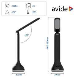 Asztali lámpa LED, AVIDE RGB hangulatvilágítás, 4W, 4000K, fekete