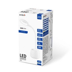 Asztali lámpa LED, AVIDE Tolltartóval, 5W, 6400K, fehér Iroda üzemeltetés, munkavédelem Avide