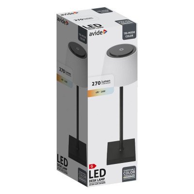 Asztali lámpa LED, AVIDE USB, 4W, 4000K, fekete