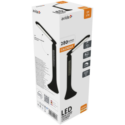 Asztali lámpa LED, AVIDE Naptár, 5W, 4000K, fekete
