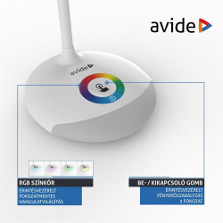 Asztali lámpa LED, AVIDE RGB, 4W, 4000K, fehér
