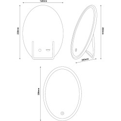 Asztali lámpa LED, AVIDE Világítós sminktükör, akkumulátoros, kerek