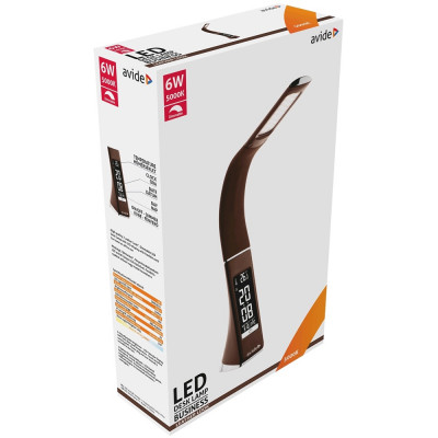 Asztali lámpa LED, AVIDE Üzleti bőrhatású naptár, 6W, 5000K, barna