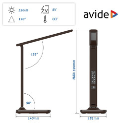 Asztali lámpa LED, AVIDE Irodai bőrhatású naptár Nathan, 6W, 5000K, barna